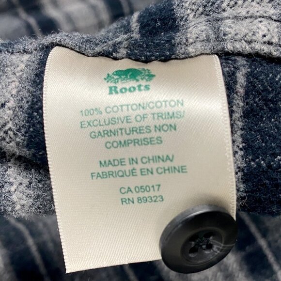 Roots Women's Dark Grey Plaid Button Up Long Sleeve Flannel Shirt US M - Picture 8 of 8